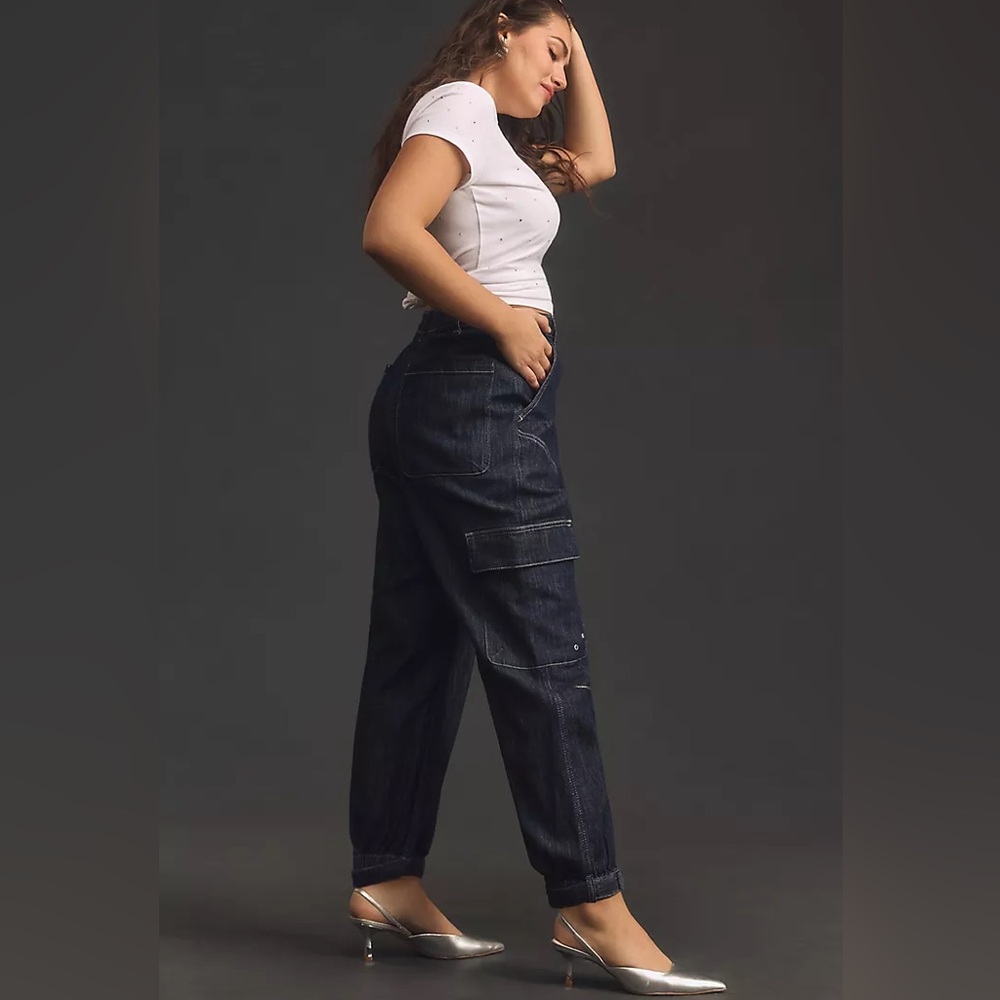 Anthropologie Pilcro Seamed Sport High Rise Cargo Jeans Pockets Utility 29 - Picture 5 of 7